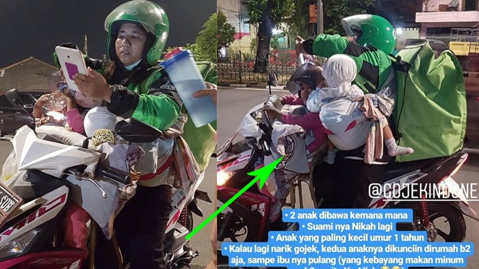 Driver Ojol Wanita Bawa Dua Anaknya yang Masih Kecil untuk Bekerja, Kisah di Baliknya Bikin Haru
