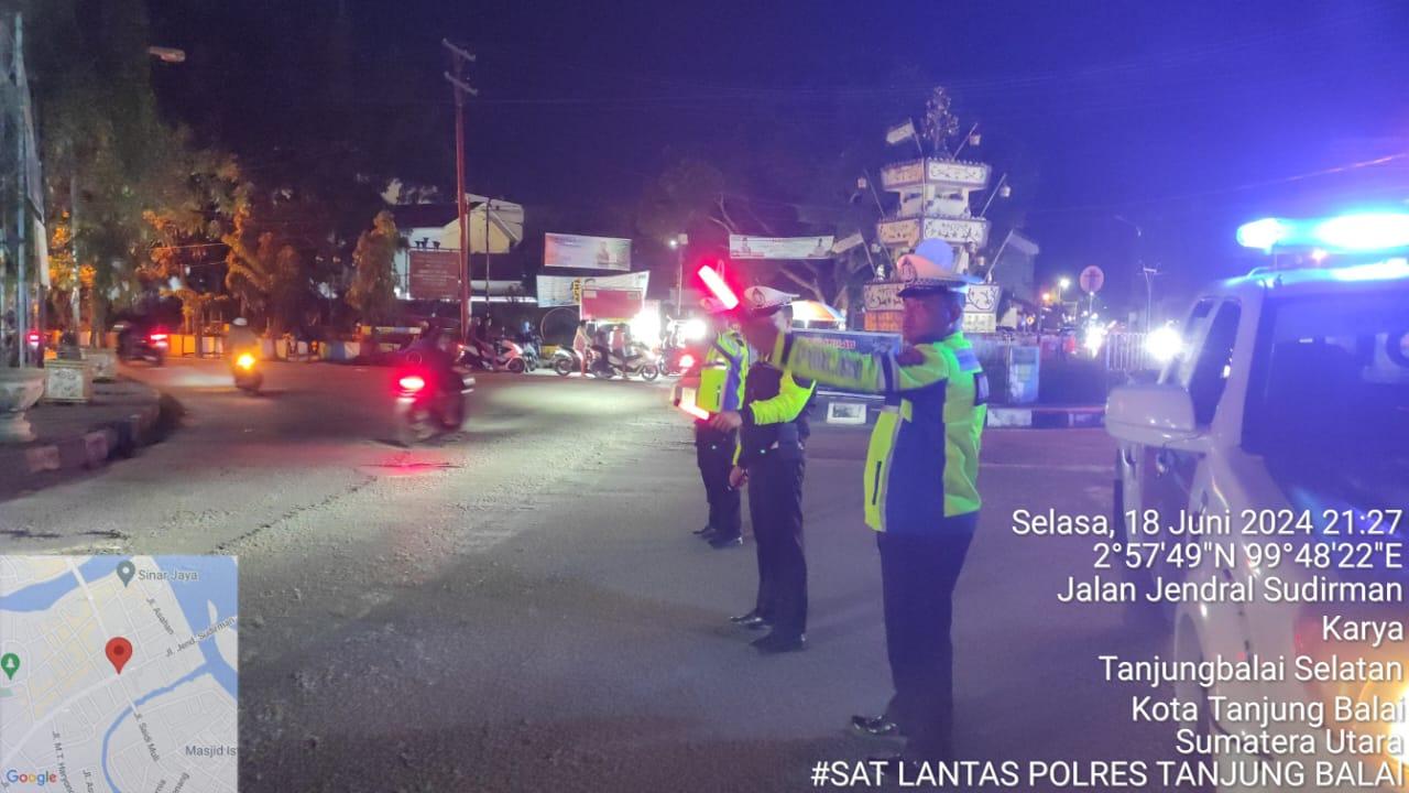 Antisipasi Gangguan Kamtibmas, Satlantas Polres Tanjungbalai Gencarkan Blue Light Patrol