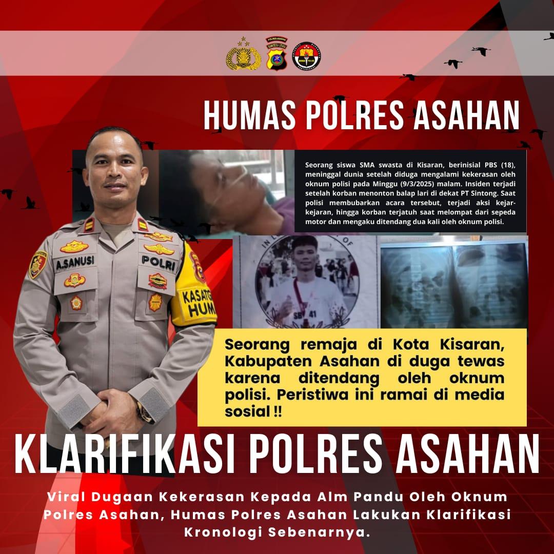 Viral Dugaan Kekerasan Oknum Polres Asahan terhadap Alm Pandu, Polisi Beberkan Kronologi Sebenarnya