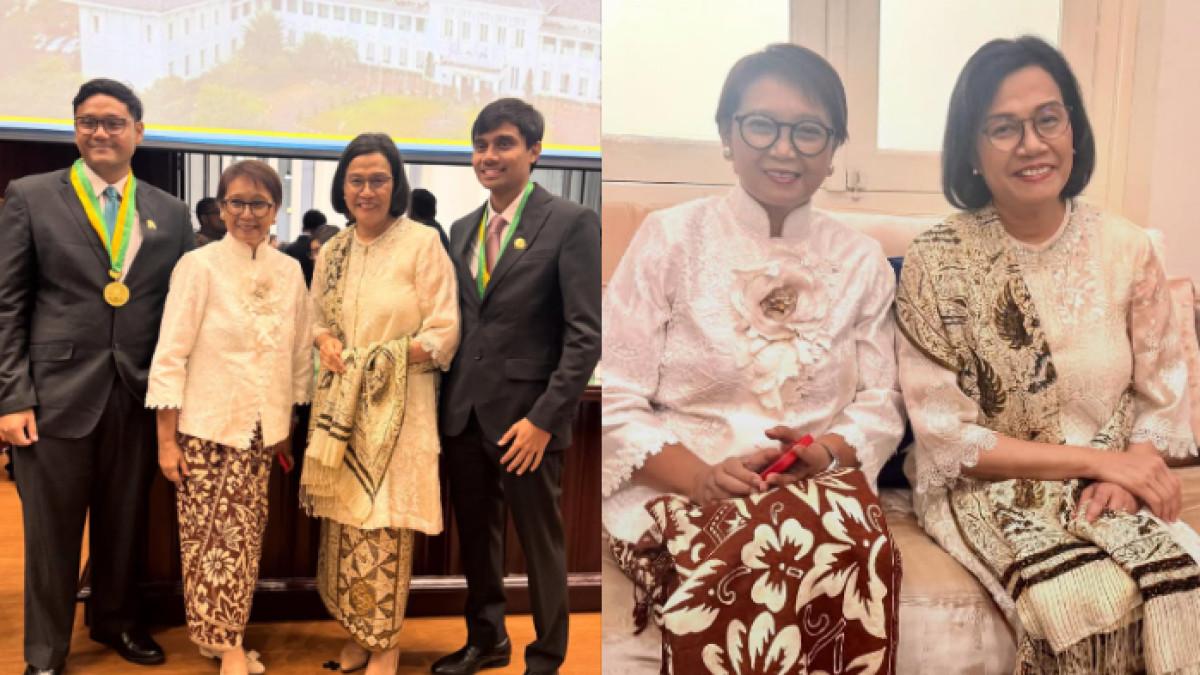 WISUDA FK UI - Potret Adwin Haryo Indrawan anak Sri Mulyani dan Bagas Adhimurda Marsudi anak Retno Marsudi. Keduanya sama-sama lulus dari program pendidikan dokter spesialis Universitas Indonesia, Sabtu (13/9/2025).