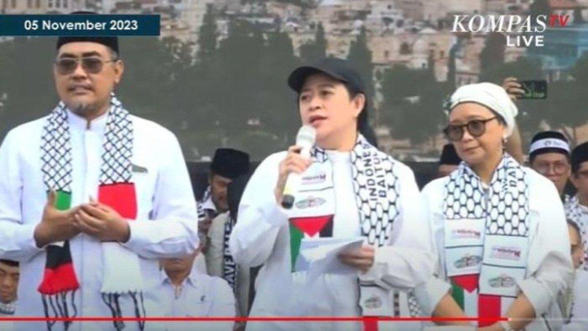AKSI Bela Palestina di Monas, Menteri & Pimpinan DPR Ikut Demo, Ada Retno Marsudi dan Puan Maharani