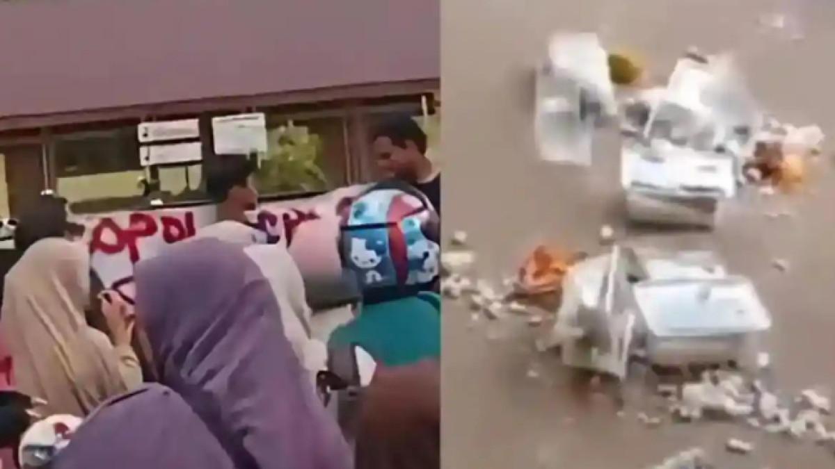 KEPALA SEKOLAH VIRAL - Aksi demo para wali murid SDN 021 Tarai Bangun, Kabupaten Kampar, Riau, terkait insiden guru banting nasi kotak. Momen itu justru menguak pungli ratusan juta rupiah yang berujung pencopotan Kepsek Aspinawati Harahap.