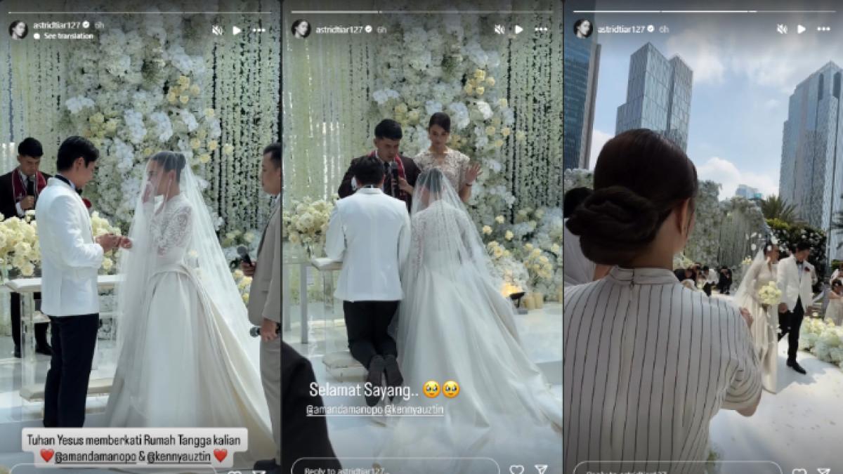 TAMU UNDANGAN - Astrid Tiar hadir di acara pemberkatan Amanda Manopo dan Kenny Austin. Ia memberikan ucapan selamat untuk keduanya.