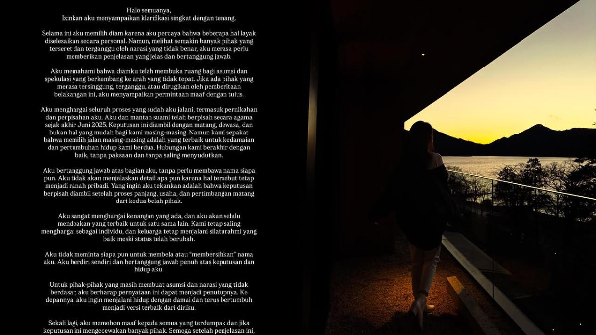 KLARIFIKASI - Azizah Salsha memberikan klarifikasi terkait perceraiannya dengan Arhan Pratama.