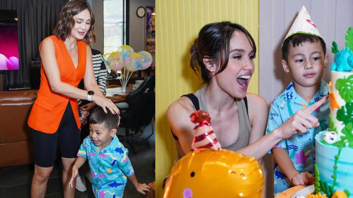 ANAK BAIM WONG - Cinta Laura dan Luna Maya di acara ulang tahun anak kedua Baim Wong, Kenzo.