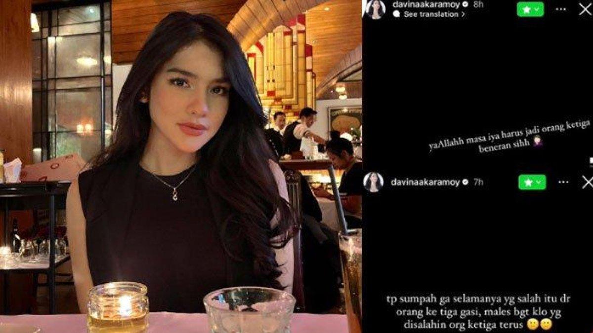 Davina Karamoy. Curhatannya bocor di Close Friend Instagram. Ia menyindir soal orang ketiga.