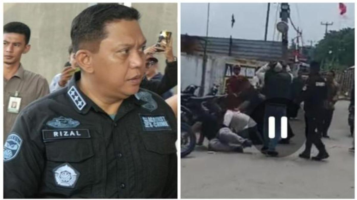 ADU JOTOS - (Kiri) Deputi Penegakan Hukum Kementerian Lingkungan Hidup (KLH), Irjen Pol Rizal Irawan saat mendatangi pabrik yang disegel karena mencemari lingkungan di Jawilan, Serang, Banten, Kamis (21/8/2025) dan (Kanan) Aksi pengeroyokan terjadi menimpa sejumlah wartawan saat tengah melakukan tugas peliputan.