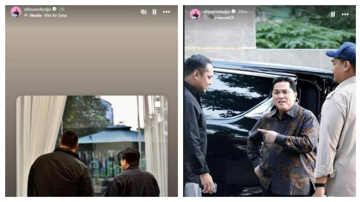 KODE MENPORA BARU - Dito Ariotedjo mengunggah momen dirinya bersama Ketua Umum PSSI, Erick Thohir di media sosial Instagram di tengah isu 'saga transfer' Menpora baru yang kabarnya akan dilakukan pelantikan sore ini, Rabu (17/9/2025).