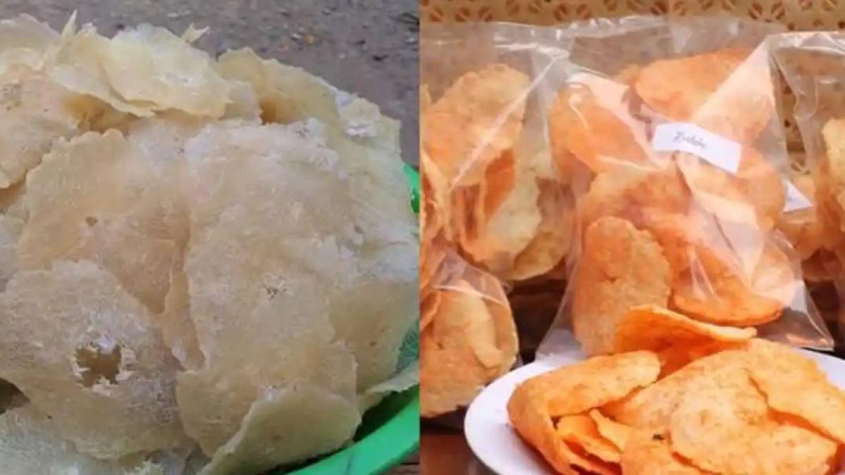 KULINER SRAGEN - Emping Garut khas Sragen, Jawa Tengah. Camilan ini sehat, tidak mengandung kolesterol, sehingga aman untuk penderita asam urat.