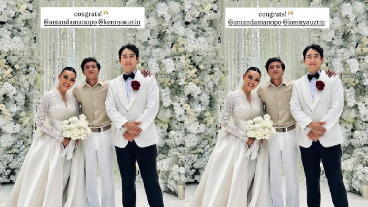 TAMU UNDANGAN - Fahad Haydra hadir di acara pemberkatan Amanda Manopo dan Kenny Austin. Ia sempat berfoto dengan kedua mempelai.