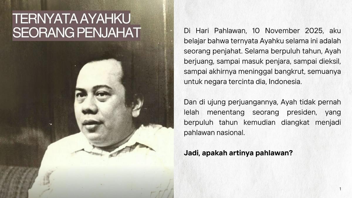GELAR PAHLAWAN SOEHARTO - Capture unggahan Gita Sjahrir tentang gelar pahlawan Soeharto diambil dari Instagram @gitasees. Gita Sjahrir ungkap alasan tak setuju Soeharto jadi pahlawan