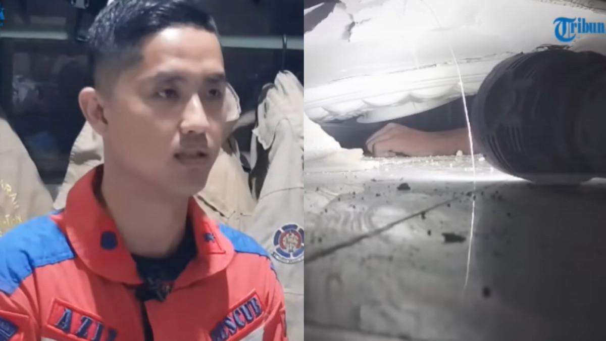 CERITA TIM RESCUE - Abdul Aziz (kiri) merupakan tim rescue dari Damkar Surabaya. Ia menceritakan momen evakuasi santri dalam insiden ambruknya musala Ponpes Al Khoziny Sidoarjo.