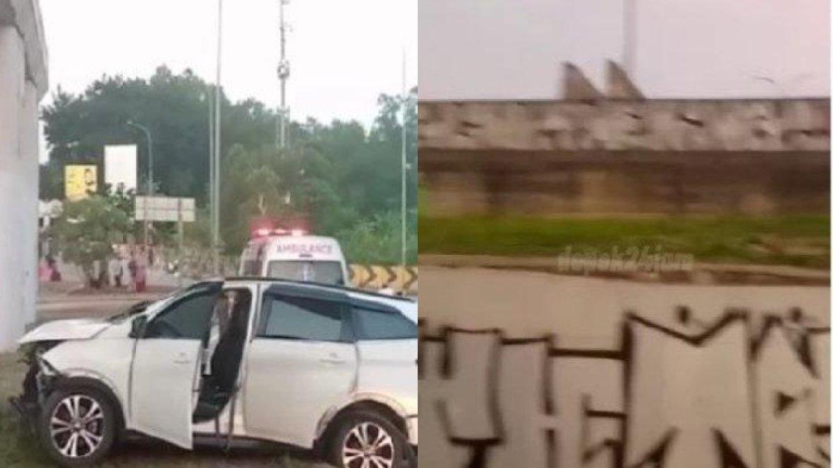 TRAGIS! Hilang Kendali, Mobil Daihatsu Terios Terjun Bebas dari Tol Sawangan Depok, Ringsek Parah