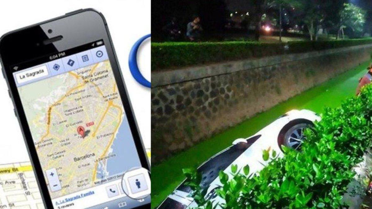 BYURR Honda Brio Terjun Bebas ke Saluran Air, Gara-gara Sopir Pakai Google Maps lalu Hilang Kendali