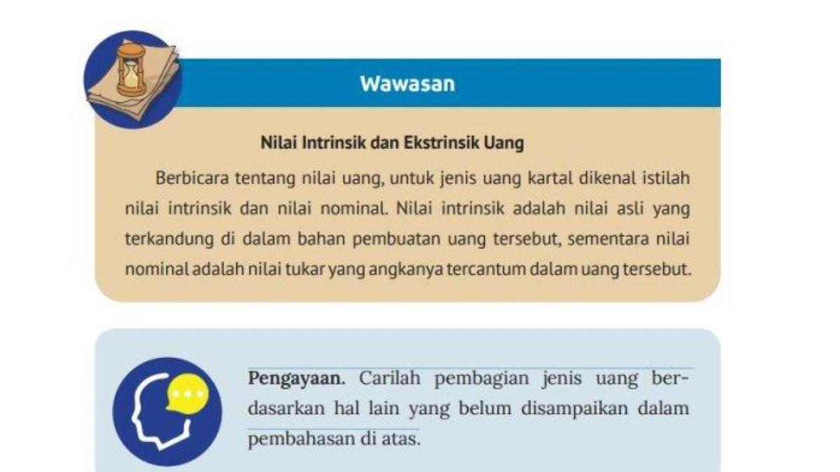 Kunci Jawaban IPS Kelas 9 Halaman 76 Kurikulum Merdeka - Berikut kunci jawaban IPS kelas 9 halaman 76 Kurikulum Merdeka yang memuat soal Pengayaan. Di dalam soal Pengayaan ini, siswa diharuskan untuk mencari pembagian jenis uang.
