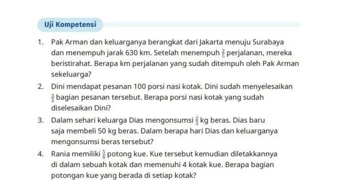 Kunci Jawaban Matematika Kelas 6 Halaman 42 43 Kurikulum Merdeka, Uji Kompetensi