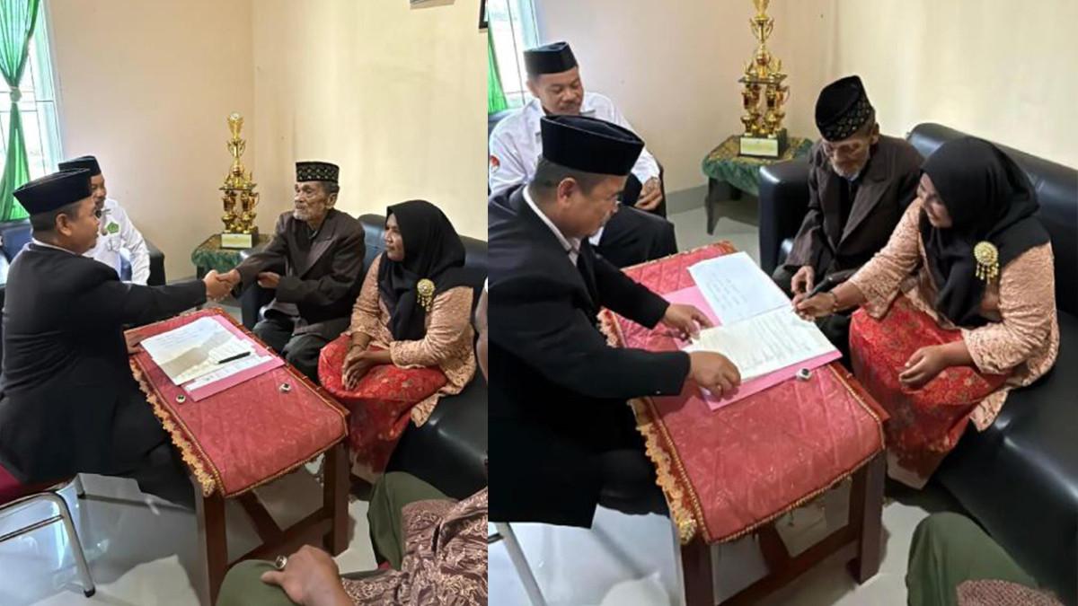 PERNIKAHAN VIRAL - Suasana saat kakek Mappiare dan Itte melangsungkan ijab qobul dengan KUA Tellulimpoe.