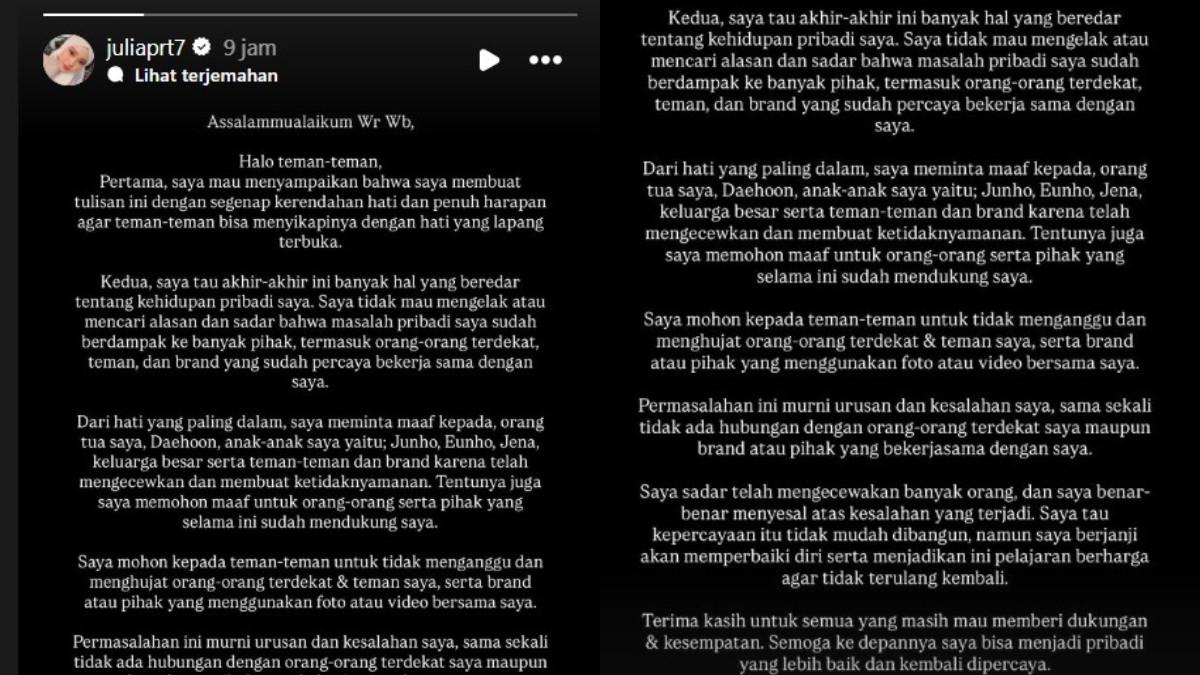 PERSELINGKUNGAN SELEB - Klarifikasi Julia Prastini alias Jule terkait isu perselingkuhan yang dilakukannya. Jule tak menampik jika selingkuh.