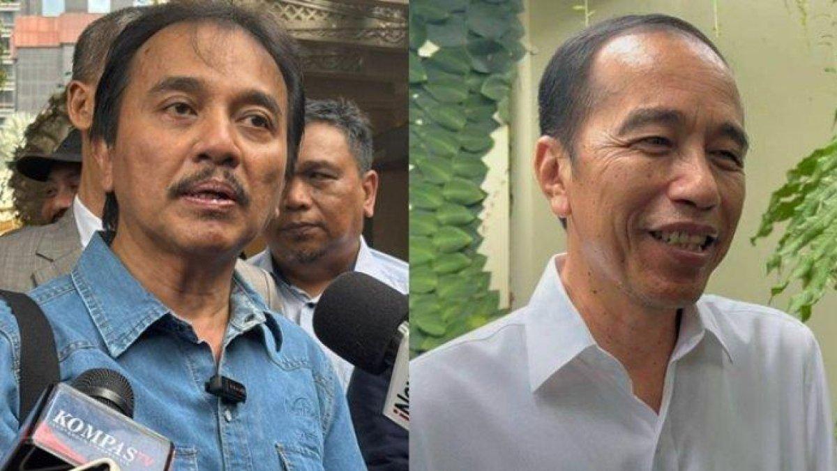 PENDIDIKAN ROY SURYO - Kolase foto Mantan Menteri Pemuda dan Olahraga, Roy Suryo, di Polda Metro Jaya, Kamis (15/5/2025) dan Presiden ke-7 Joko Widodo (Jokowi) di Kota Solo, Jawa Tengah (Jateng), pada Selasa (28/1/2025). Roy Suryo singgung riwayat pendidikannya dari S1 sampai S3, klaim asli semua.