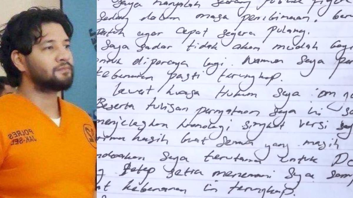 NASIB AMMAR ZONI - Kolase potret Ammar Zoni dan surat wasiat yang ia tulis dari penjara
