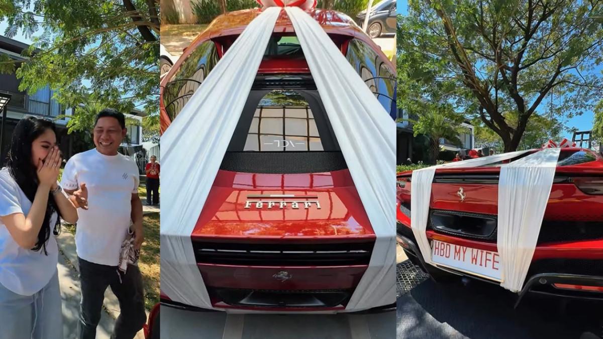 SOSOK HAJI NAJMUDDIN - Kolase potret Haji Najmuddin saat berikan Ferrari ke istri, foto diambil dari Instagram @h.najmuddin.se. Haji Najmuddin dari Makassar tengah viral