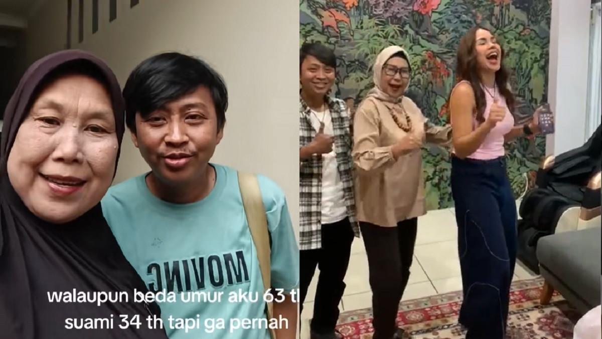 PASUTRI BEDA USIA - Kolase potret pasutri beda usia 29 tahun, Ida dan Adi. Foto diambil dari TikTok @yatihayati342