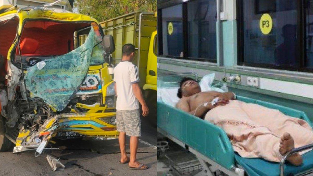 TABRAKAN MAUT! 2 Truk Adu Banteng di Kulon Progo, 2 Sopir Terjebak di Dalam hingga Kaki Patah