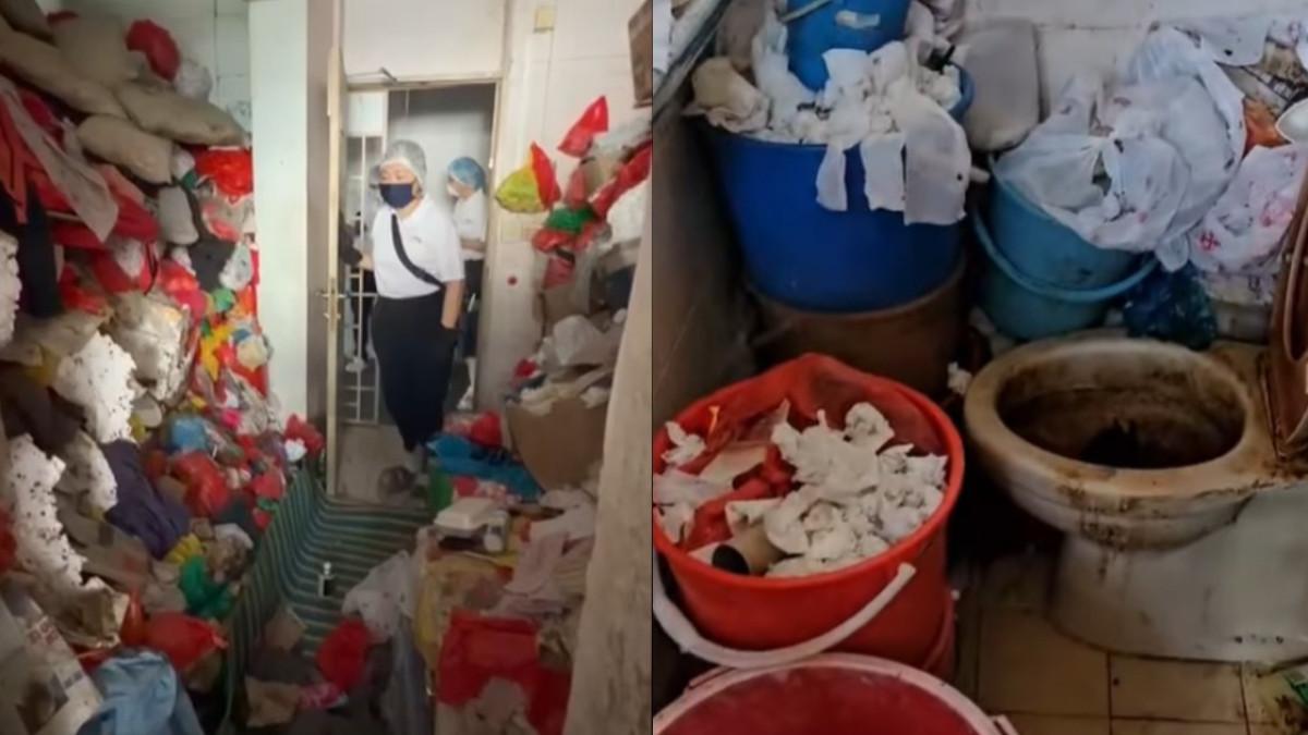Para sukarelawan menghabiskan sekitar 6 jam untuk membereskan barang-barang dan membersihkan sebuah apartemen sewaan satu kamar di Chinatown.