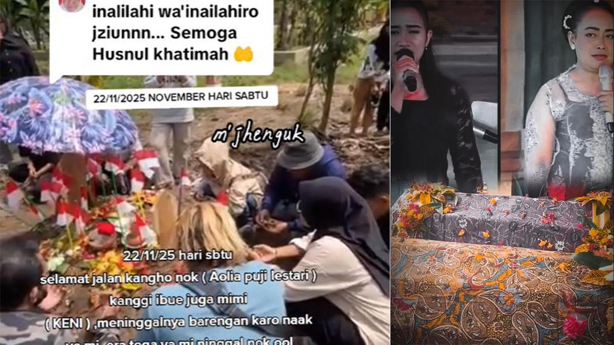 SENIMAN INDRAMAYU MENINGGAL - Prosesi pemakaman Nok Ool dan Mimi Keni yang dihadiri teman-teman pagelaran hingga fans.