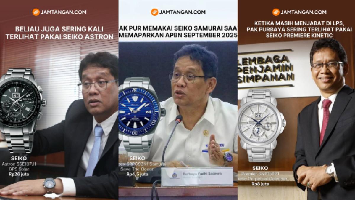 JAM TANGAN PURBAYA - Potret Menkeu Purbaya Yudhi Sadewa dengan beberapa jam tangannya. Ia tampaknya pecinta jam tangan Seiko.