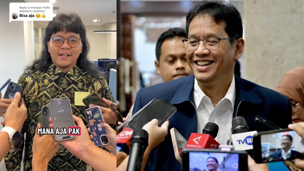 PARODI MENKEU PURBAYA - Kolase foto pemuda bikin parodi gaya Menkeu Purbaya dan Menkeu Purbaya asli, foto diambil dari akun TikTok @kulukkulukmanagement/Instagram @purbayayudhi_official. Menkeu Purbaya komentari langsung video parodi meniru berbagai gayanya