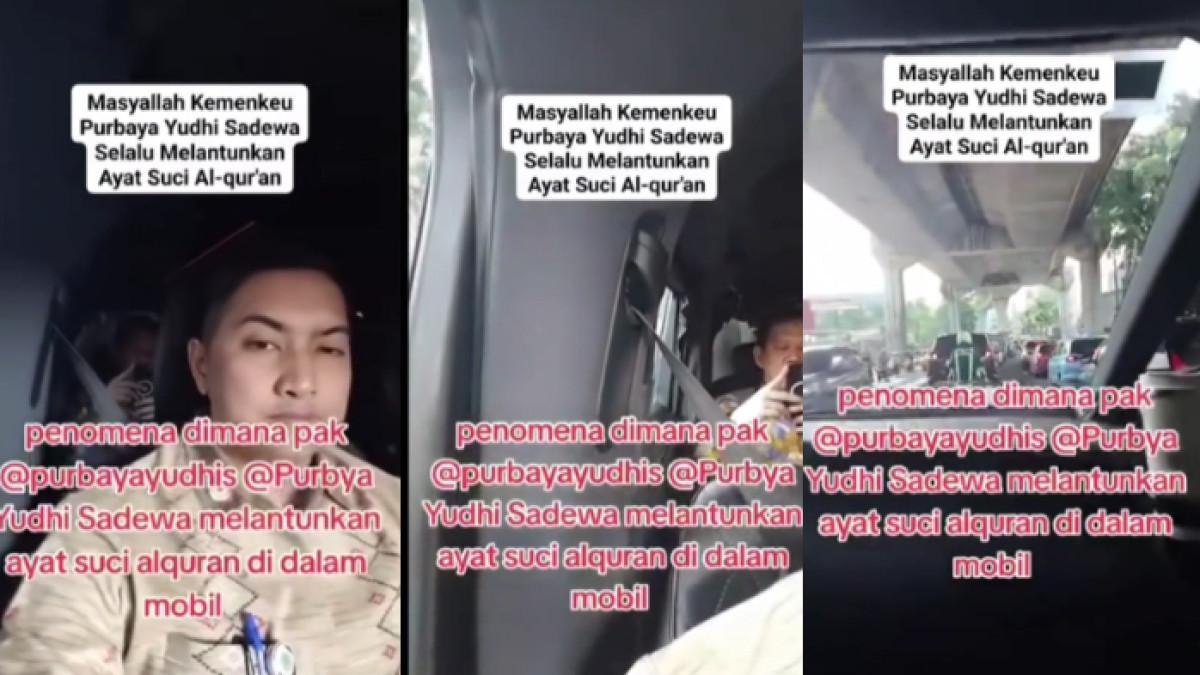 AKSI MENKEU PURBAYA - Menteri Keuangan Purbaya Yudhi Sadewa terdengar melantunkan ayat suci Al Quran. Kala itu ia sedang duduk di dalam mobil dengan suasana lalu lintas yang cukup macet.