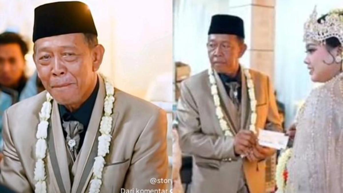 KAKEK NIKAHI GADIS: Momen pernikahan Tarman dengan Sheila Arika pada 8 Oktober 2025 (kanan). Terbongkar masa lalu Tarman, kakek yang viral nikahi gadis pakai mahar cek palsu Rp3 miliar. Tarman dikabarkan pernah mendekam di penjara.