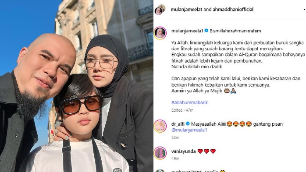 DOA MULAN JAMEELA - Mulan Jameela buat postingan khusus setelah rumah tangganya dengan Ahmad Dhani difitnah. Ia memohon agar keluarganya dilindungi dari prasangka buruk.