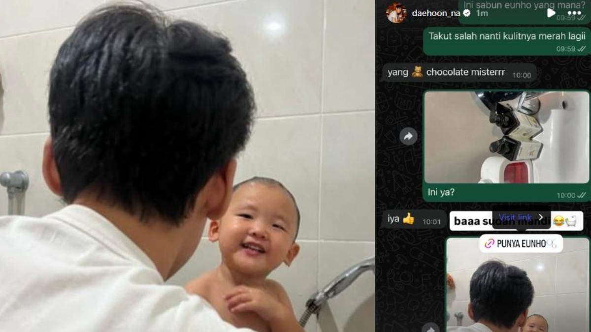 NA DAEHOON - Na Daehoon memandikan sendiri anaknya yang bernama Eunho
