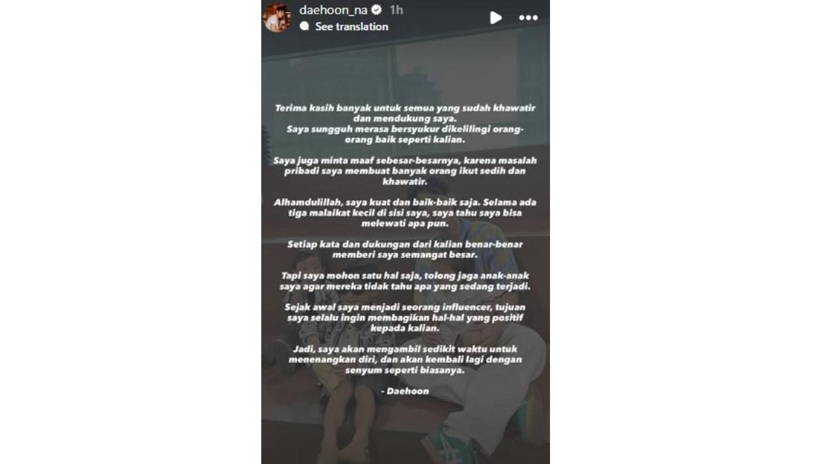 POSTINGAN NA DAEHOON - Na Daehoon seolah benarkan perselingkuhan Julia Prastini, tulis hal pilu ini di Instagram
