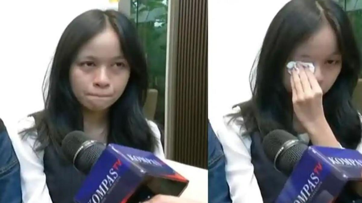 VIRAL LOMBA CERDAS CERMAT: Tangkapan layar Ocha, peserta Lomba Cerdas Cermat MPR yang viral tampak lesu bahkan menangis saat diwawancarai Kompas TV jelang bertemu Wapres Gibran Rakabuming, Rabu (13/5/2026).