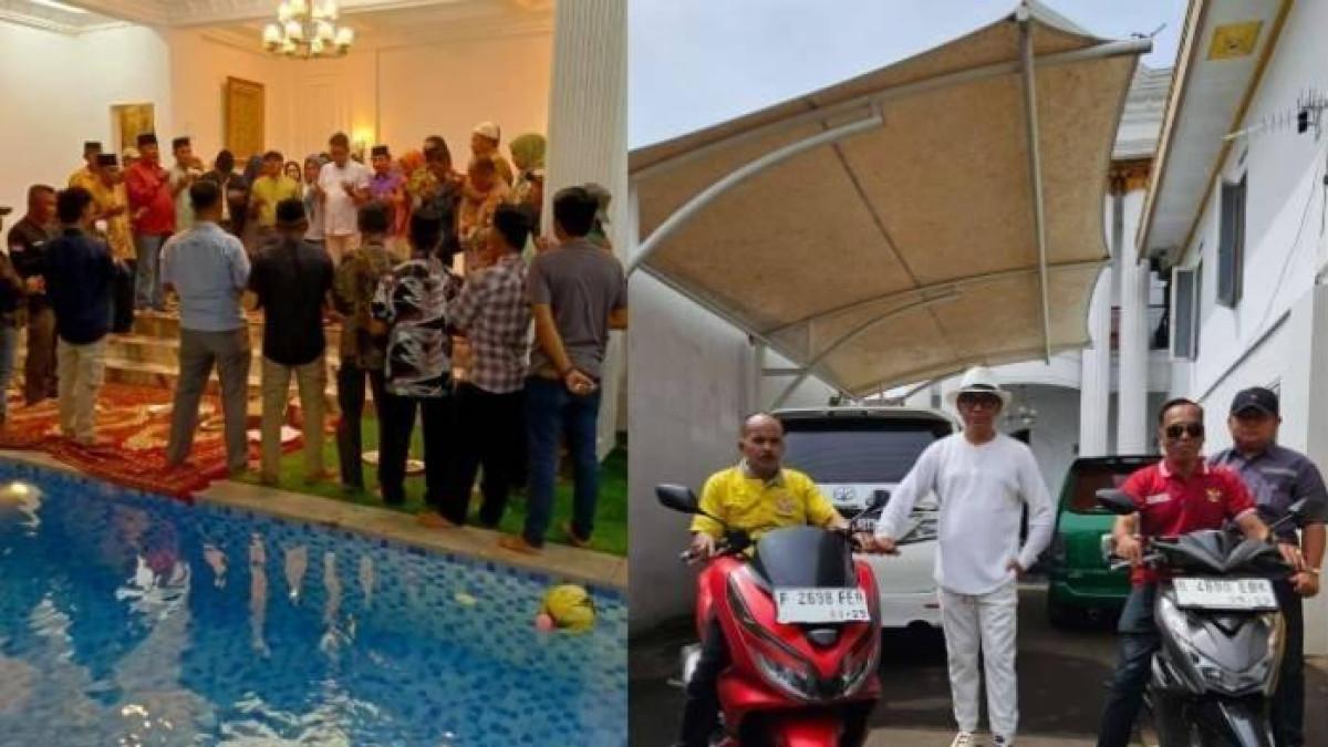 KEKAYAAN KADES CIMANGGIS - Penampakan rumah mewah milik Abdul Aziz Anwar, Kepala Desa Cimanggis, Kecamatan Bojonggede,Kabupaten Bogor (kiri). Kades itu viral di media sosial karena minta tambahan mobil dinas desa (kanan), di tengah efisiensi anggaran dilakukan pemerintah