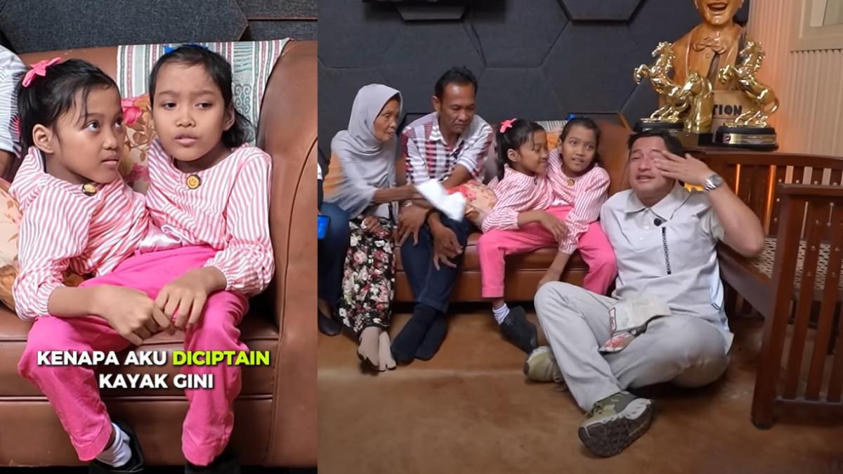 KEMBAR SIAM VIRAL - Capture YouTube Irfan Hakim ketika mengundang kembar siam Dewi dan Putri. Pengakuan Dewi dan Putri buat Irfan Hakim menangis