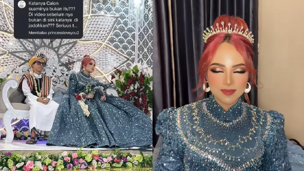 PERNIKAHAN VIRAL - Kolase potret pernikahan Ning Robwah diambil dari TikTok @aulia_muslimah_wedding_. Pernikahan Ning Robwah viral karena penampilannya berambut merah