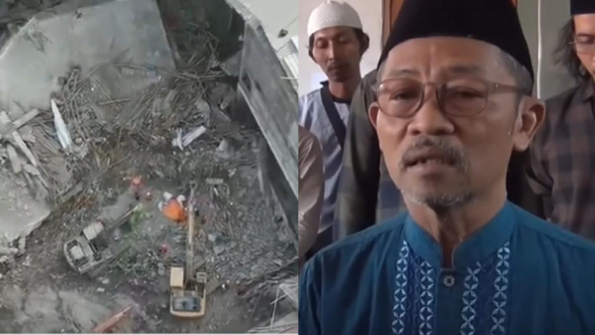 PONPES BUKA SUARA -  Perwakilan Ponpes Al Khoziny, M Zainal Abidin (kanan) memberikan keterangan kepada awak media. Ia menyebut ponpes akan badalkan umrah bagi para santri korban musala ambruk.