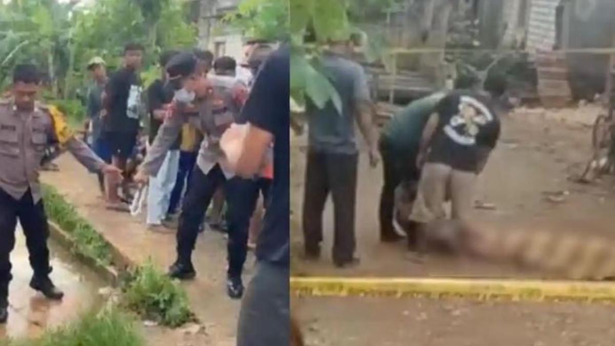 PEMBACOKAN - Petugas kepolisian melakukan olah tempat kejadian perkara (TKP) kasus pembacokan yang menewaskan seorang perangkat desa di Desa Jarorejo, Kecamatan Kerek, Kabupaten Tuban, Rabu (5/11/2025). Diduga pembacokan bermotif asmara