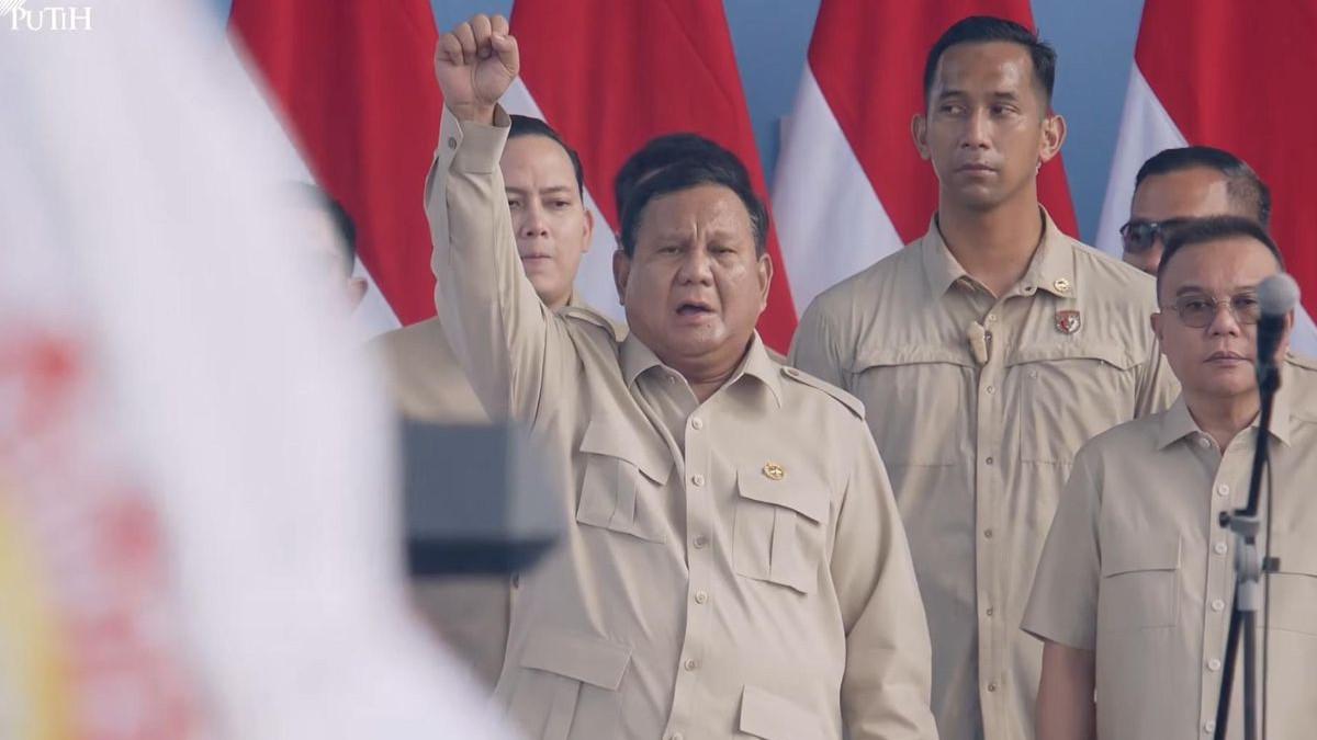 HARI BURUH - Presiden RI Prabowo Subianto dalam acara May Day atau Hari Buruh 2026 di Monas, Jakarta, Jumat (1/5/2026).