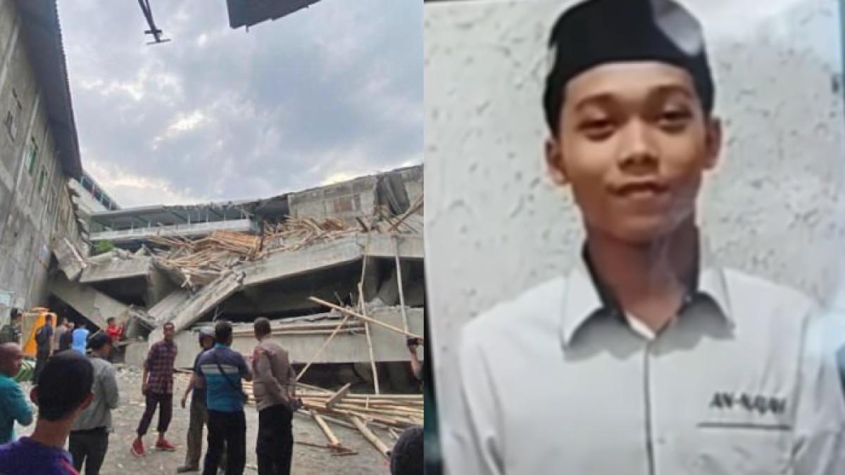 KORBAN MUSALA AMBRUK - Rafi Catur Okta Mulya Pamungkas (kanan), salah satu santri yang meninggal tertimpa reruntuhan ambruknya musala Ponpes Al Khoziny Sidoarjo (kiri). Sang kakak sempat tak setuju dirinya mondok.