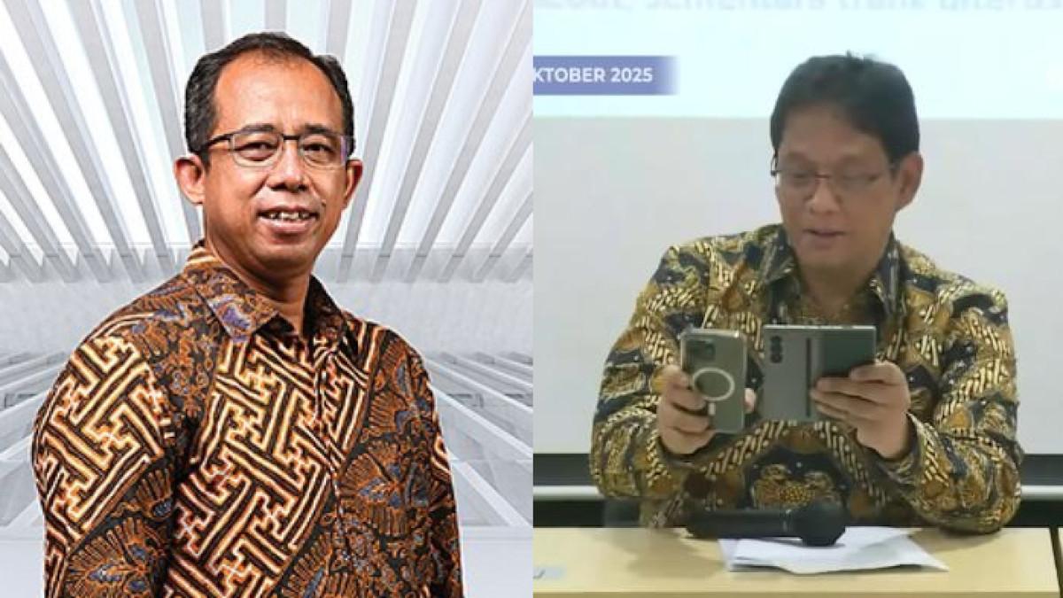SOSOK PEJABAT KEMENKEU - Momen Menkeu Purbaya Yudhi (kanan) sempat minder lihat ponsel Sekjen Kemenkeu Heru Pambudi (kiri).