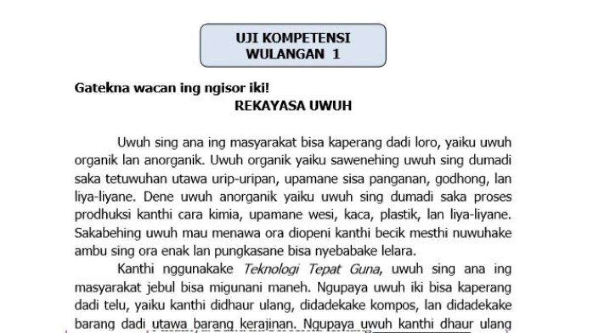 Jawaban Bahasa Jawa Kelas 9 Halaman 22 23 24 Kurikulum Merdeka: Apa ...