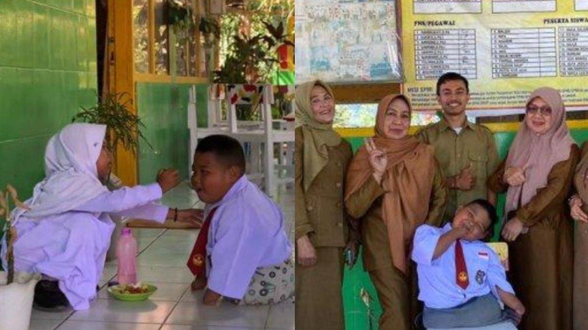 SOSOK Reski Bocah SD Tak Punya Tangan & Kaki, Video Disuapi Teman Sekelas Viral, Guru: Takut Dibully