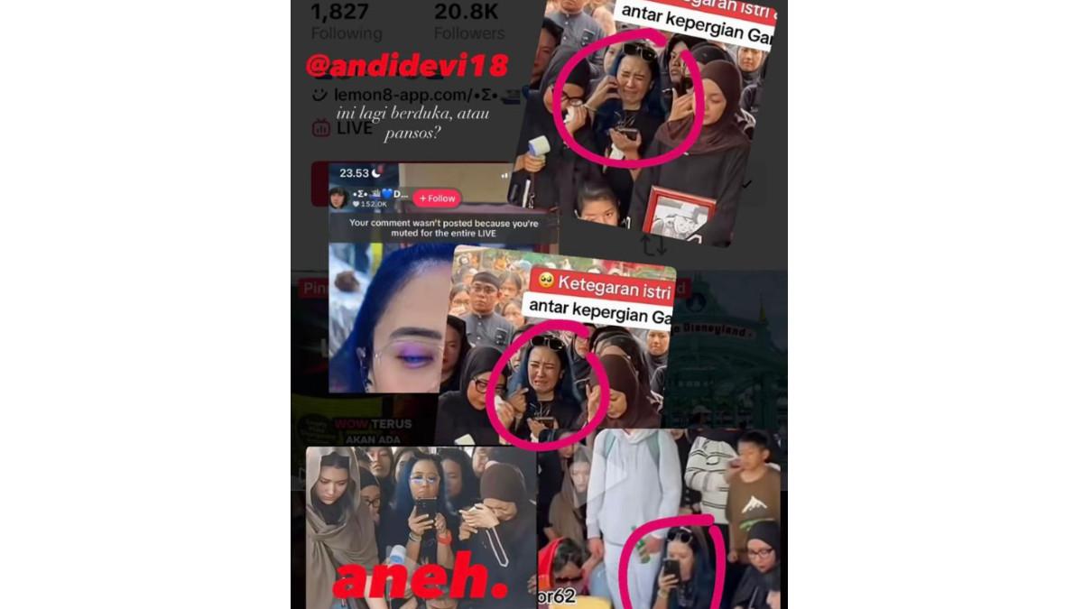 PEMAKAMAN GARY ISKAK - Sosok wanita berambut biru di pemakaman Gary Iskak, dorong-dorong dan sibuk merekam
