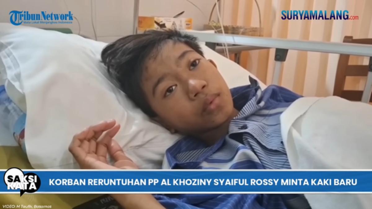 SANTRI SELAMAT - Syaiful Rossy menjadi salah satu santri yang selamat dalam insiden ambruknya musala Ponpes Al Khoziny Sidoarjo. Ia harus merelakan kaki kanannya diamputasi.