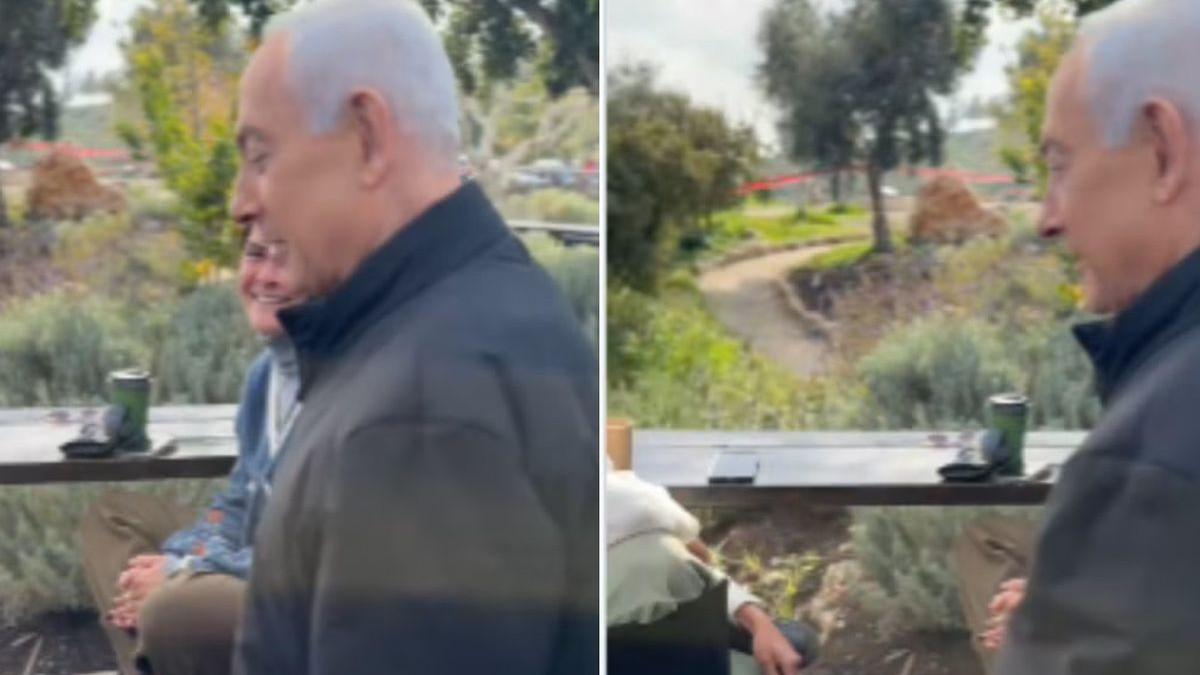 KABAR PERANG IRAN - Tangkapan layar dari video Perdana Menteri Israel Benjamin Netanyahu mengunjungi kafe di Yerusalem yang diunggah pada Senin (16/3/2026), diduga hasil AI karena cincinnya tiba-tiba hilang.